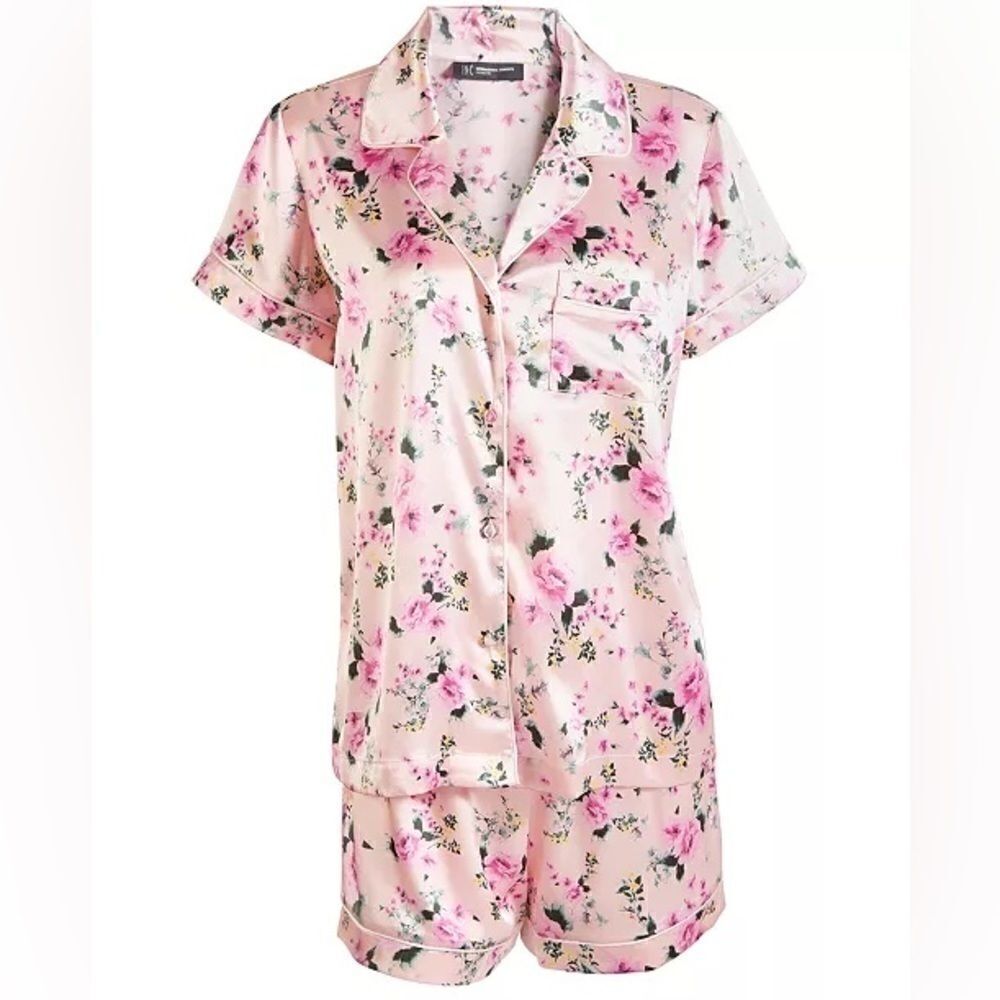 New INC Girl's Mommy & Me Satin Notched Collar Top & Shorts Pajamas Set 6